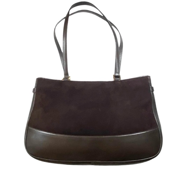 Vintage St. John Brown Suede Leather Old Money Classic Quiet Luxury Shoulder Bag - Picture 5 of 10